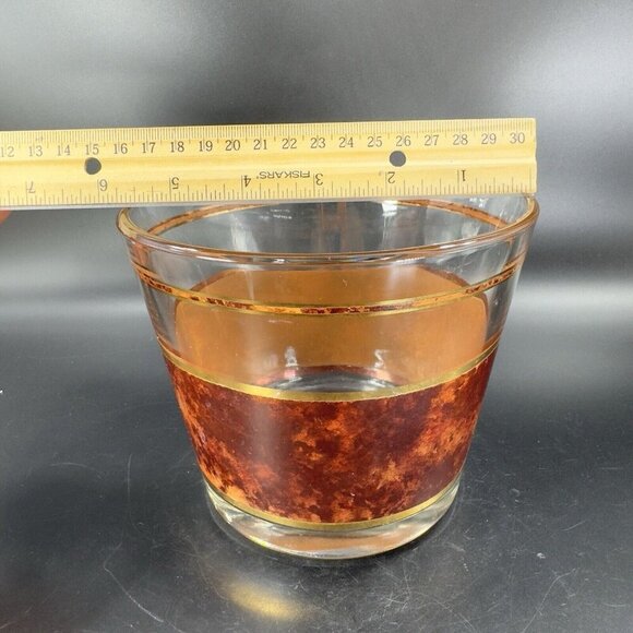 Vintage Mid Century George Briard Brown Marble Ice Bucket Glass Bottle Holder - Picture 4 of 16